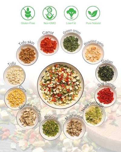 Dried Ramen Toppings Vegetable Mix 14oz, 12 Veggie Blend with Added Superfood Goji, Dehydrated Vegetables Flakes for Ramen Noodles, Gluten-Free, No MS