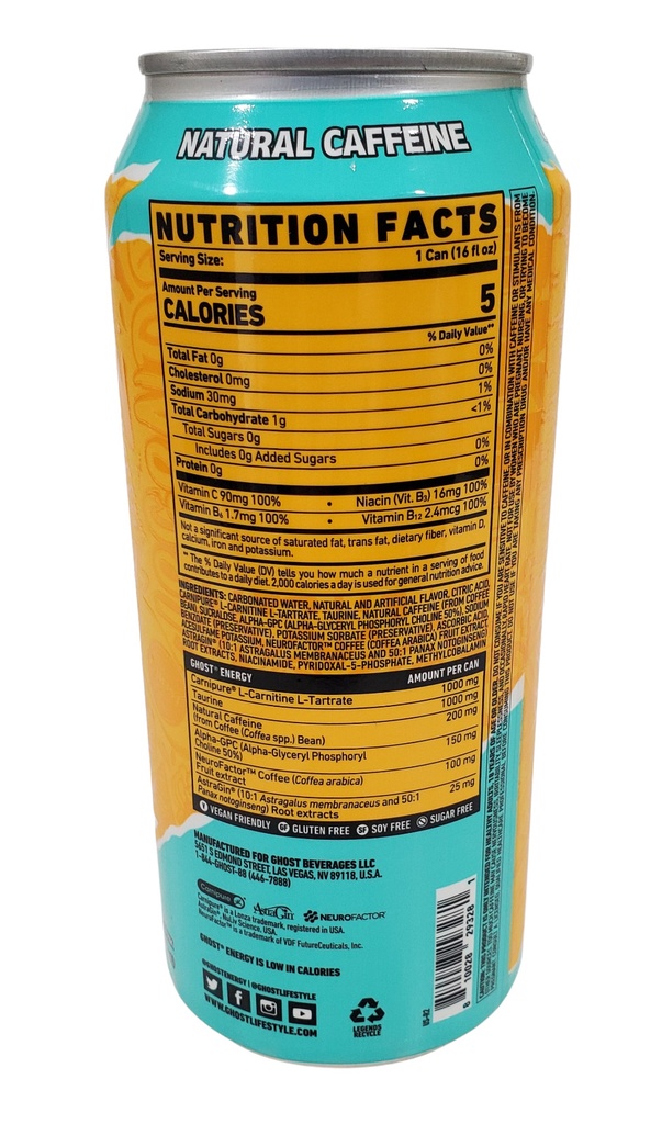 Ghost Tropical Mango Energy Drink  16 Fl. Oz. 1 Can