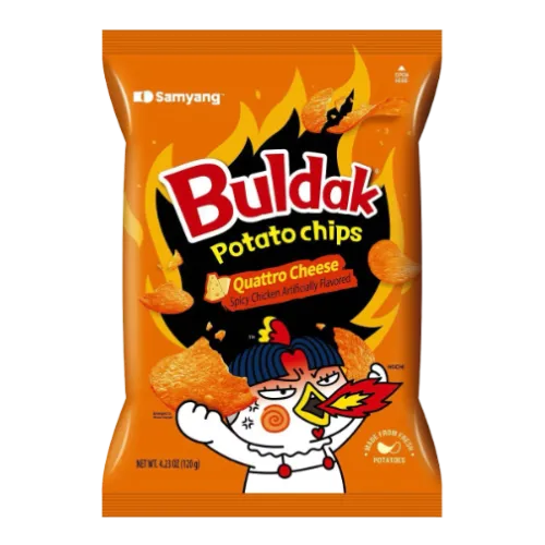[192699000703] Buldak Potato Chips Cuatro Queso 120 gr
